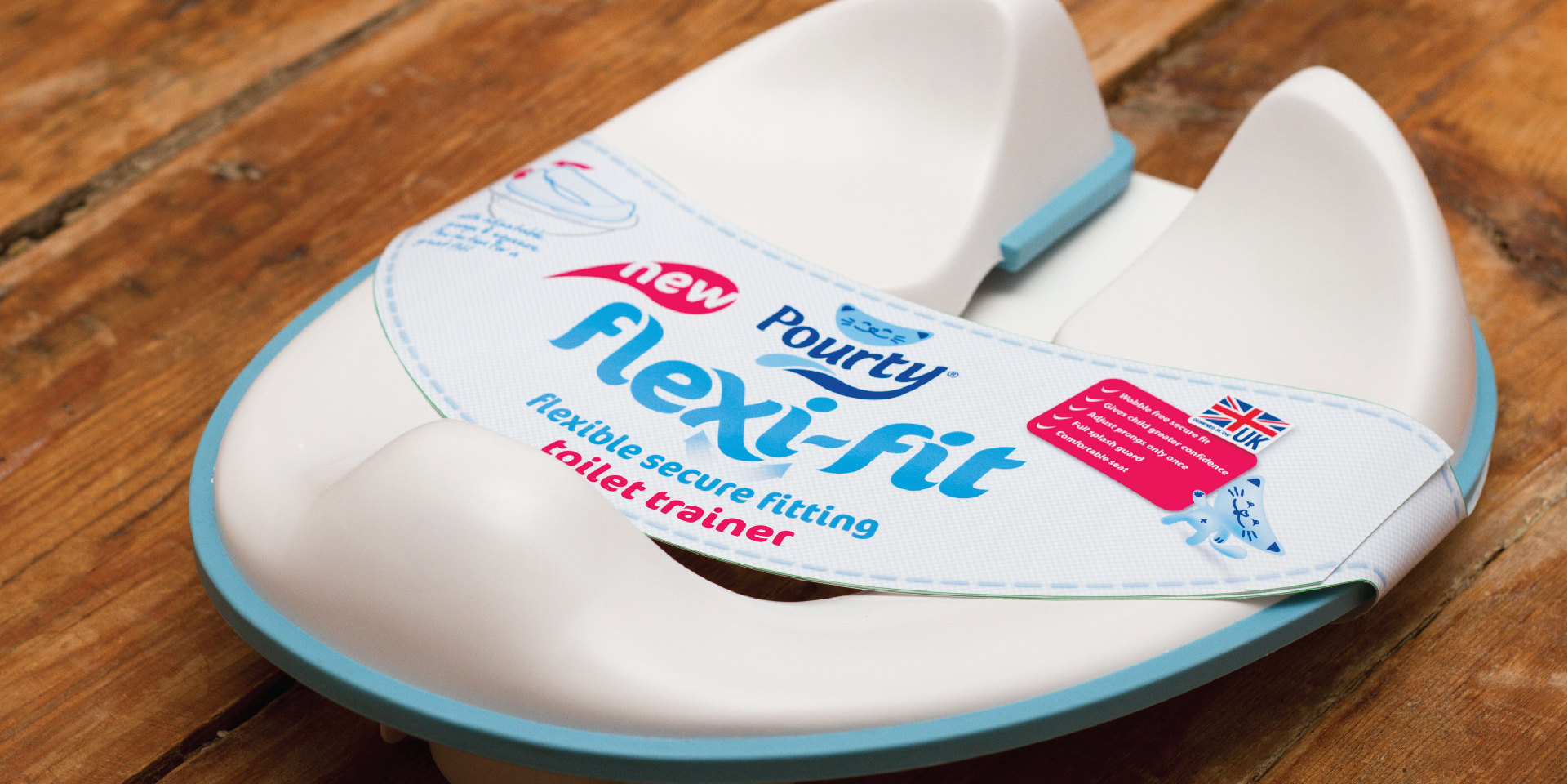 Pourty Flexi-Fit toilet seat for children packaging design