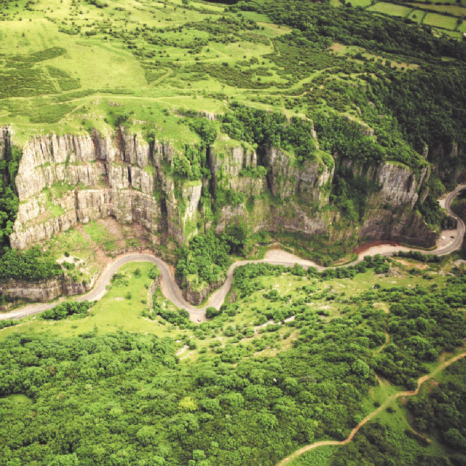 Cheddar Gorge aerial view