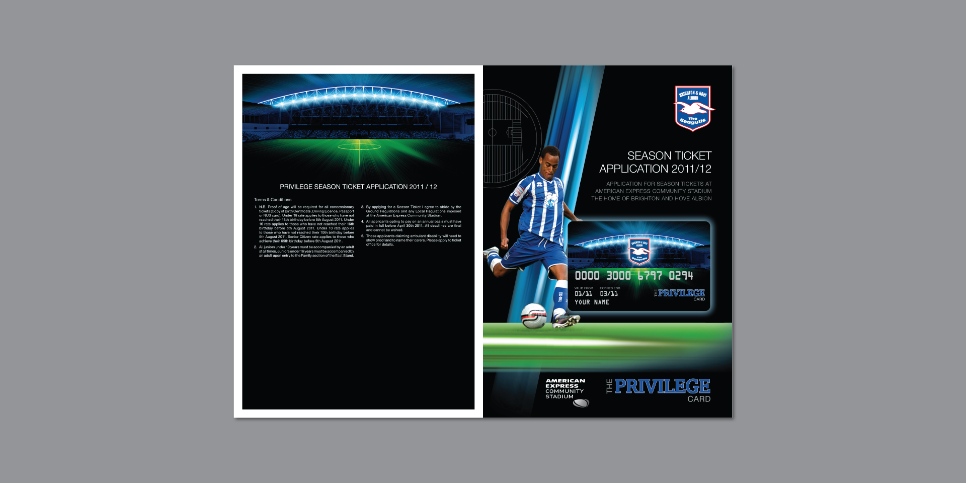 Brighton & Hove Albion Season Ticket Application Form design