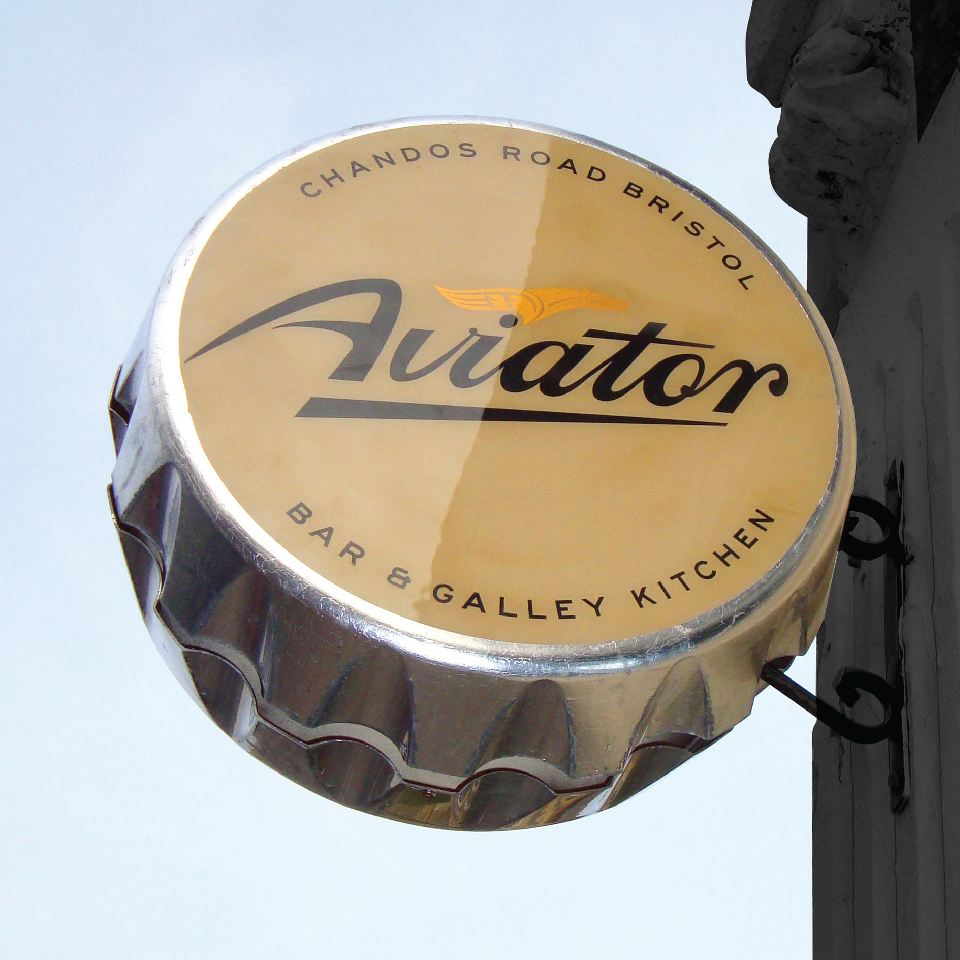 Aviator bar & Galley Kitchen road signage branding