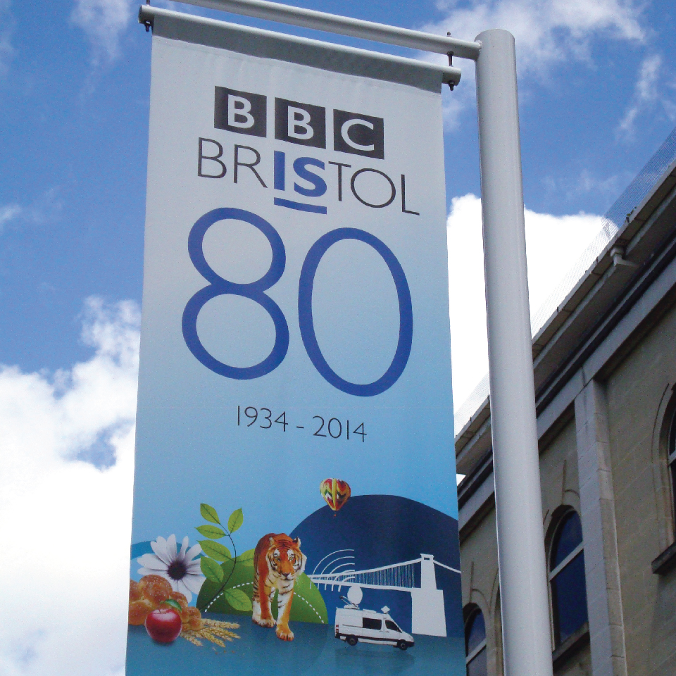 BBC Bristol is 80 years old flag graphics