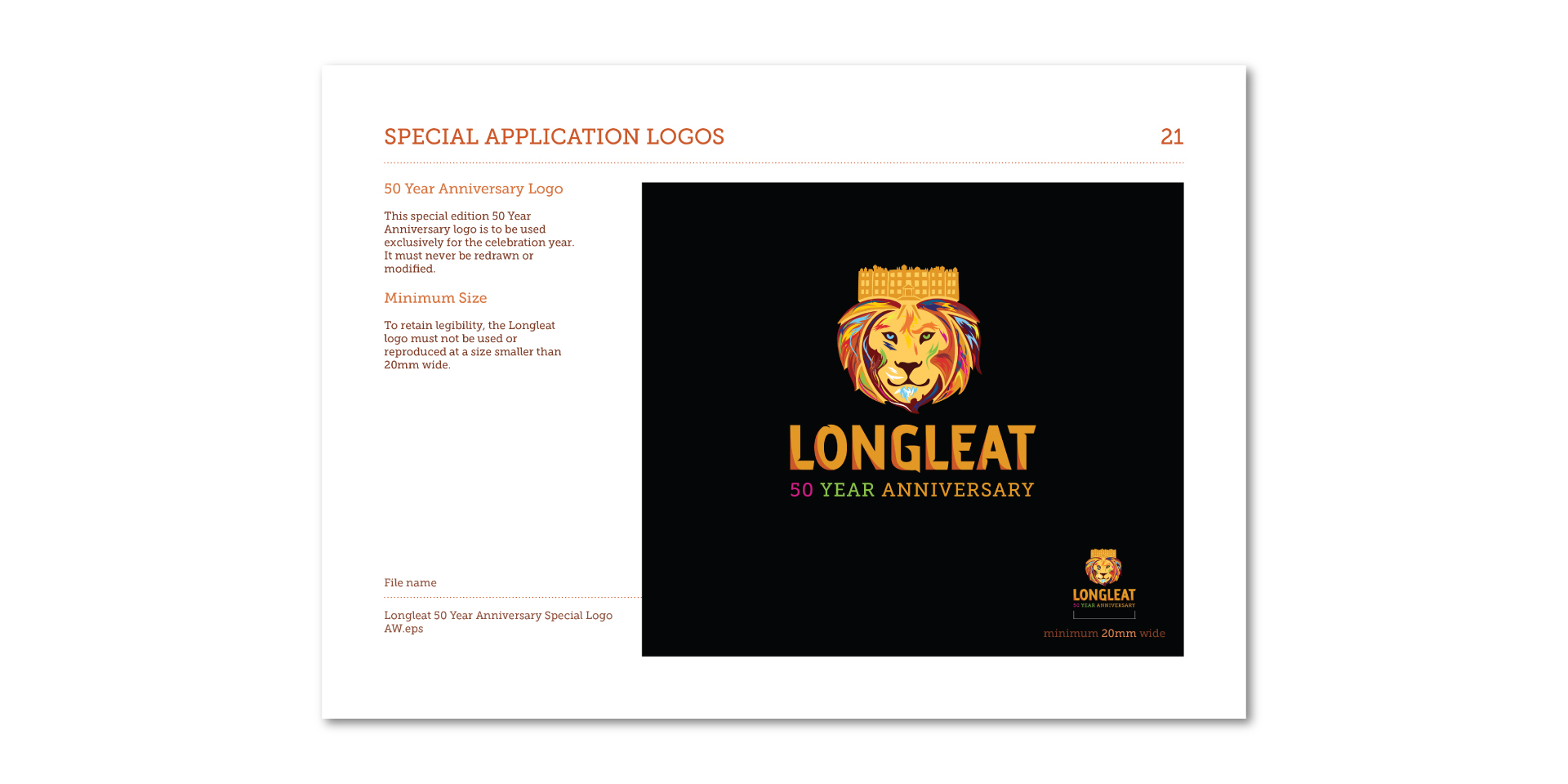 Longleat brand guidelines 50th Anniversary Logo