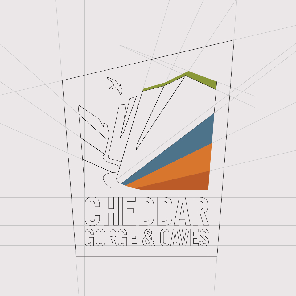 Cheddar Gorge and Caves logo design colour palette development