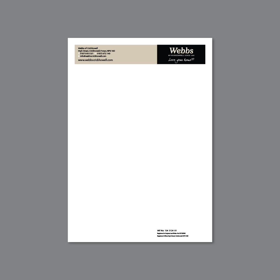 Webbs of Crickhowell letterhead design