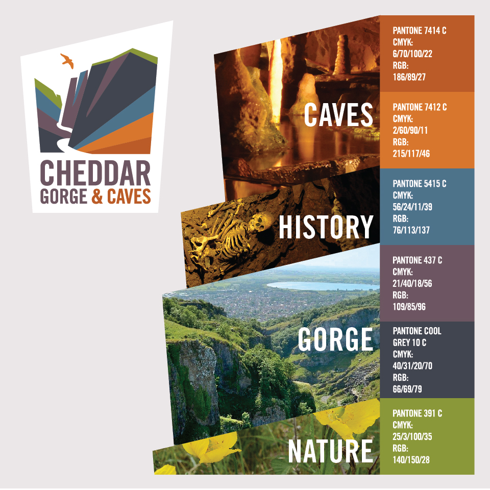 Cheddar Gorge & Caves branded colour palette