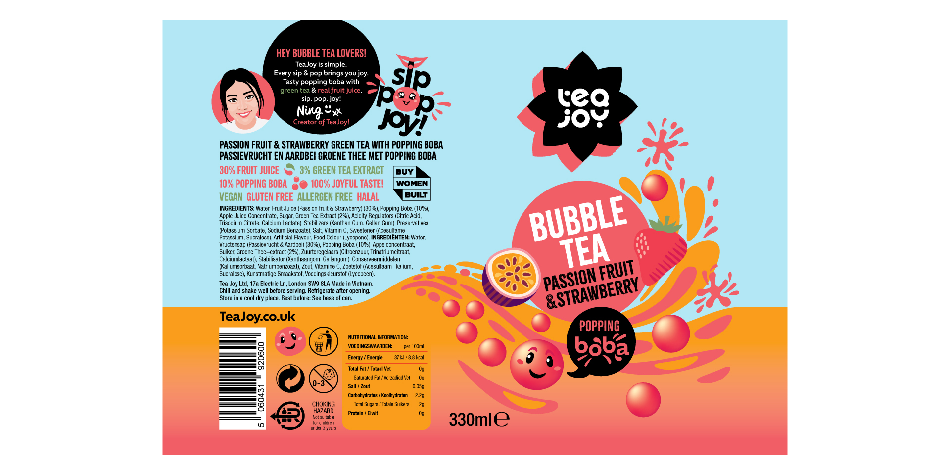 TeaJoy drinks packaging design